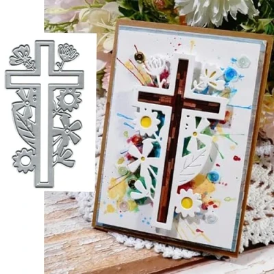 Afbeelding van Pasen Bloem Kruis Metalen Die Cuts Voor Kaarten Maken, Kaart Snijden Dies Cut Stencils DIY Scrapbooking Album Decoratieve Embossing Papier Craft