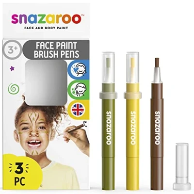 Afbeelding van Snazaroo 1180143 Kinderschmink, schminkpotlood met penseelpunt, 3 kleurenset jungle, geel/bruin/groen