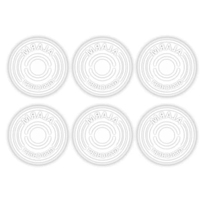 Afbeelding van iSecur 6 alarmbeveiligde stickers I Ø 4 cm binnen klevend transparant UV bestendig Let op alarmsysteem wit hin_369