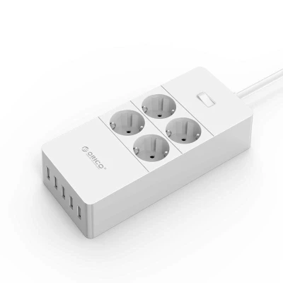 Afbeelding van Orico Stekkerdoos met vier stopcontacten en vijf USB laadpoorten Wit