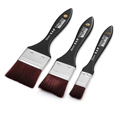 Afbeelding van 3 stuks aquarel acryl platte penselen, brede set voor kunstenaars, penseelset, grote acrylverf, penseel, olieverf, borstel, schilderkwast, lazuurkwast, lakkwast, olieverfkwast schilderen,