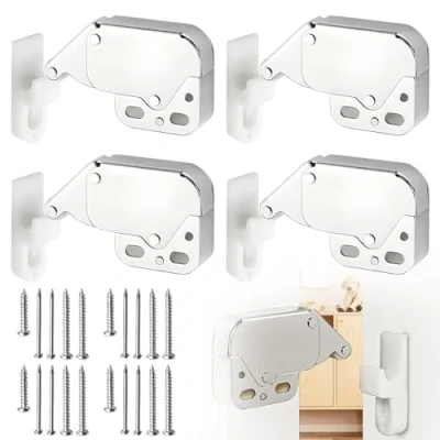 Afbeelding van 4 stks Mini Klink Automatische Lente Catch, Touch Catch Latch, Kabinet Deur Meubels Veiligheidsslot, Kasten Caravan Camperkast Deuren, voor Raamschuur Gate Kast Deuren
