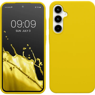 Afbeelding van kwmobile telefoonhoesje geschikt voor Samsung Galaxy A35 Hoesje met siliconen coating Smartphone case in stralend geel