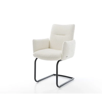 Afbeelding van sledemodel Jova Flex met armleuning rond zwart bouclé wit pocketveer kern