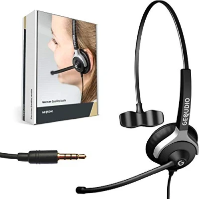 Afbeelding van GEQUDIO Headset met 3,5 mm jack, compatibel FritzFon C6, X6, MacBook, Smartphone, Speedphone, notebook, pc, laptop, hoofdtelefoon en microfoon reservebekleding, licht, 60 g (1 oor)