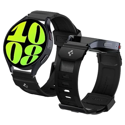 Afbeelding van Spigen Rugged Band Bandje Compatibel met Galaxy Watch 7 40mm/44mm (2024) FE 6/6 Classic 5/5 Pro 4/4 en alle Smartwatches een breedte van 20mm Mat Zwart