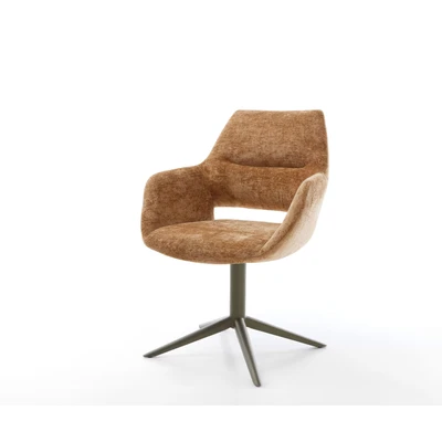 Afbeelding van DELIFE Draaistoel Yago Flex met armleuning chenille Roest kruispoot afwerking titanium 360 draaibaar rocker functie pocketveer kern