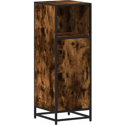 Afbeelding van Badkamerkast 35x37,5x100 cm bewerkt hout gerookt eikenkleurig