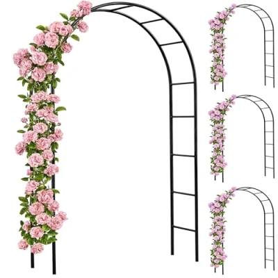 Afbeelding van Gardebruk Rozenboog 4 Stuks Metaal 240x140x37cm Zwart