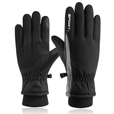 Afbeelding van Warme Winterhandschoenen Waterdichte Touchscreenhandschoenen met Fleecevoering Gewatteerde Thermische Winterski Handschoenen voor Heren Motorauto Buiten Reizen Fitness Skihandschoenen (Black)