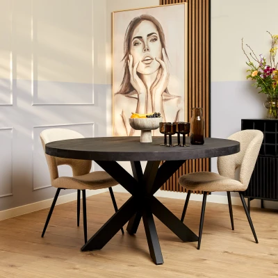 Afbeelding van Eetkamertafel Milan Eettafel industrieel rond 130 cm