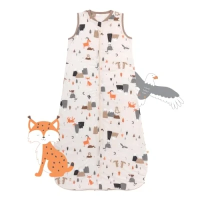 Afbeelding van schlummersack Slaapzak baby zomer 90 cm dun bergdieren babyslaapzak lente 1,0 TOG 1 zomerslaapzak katoen voorjaar