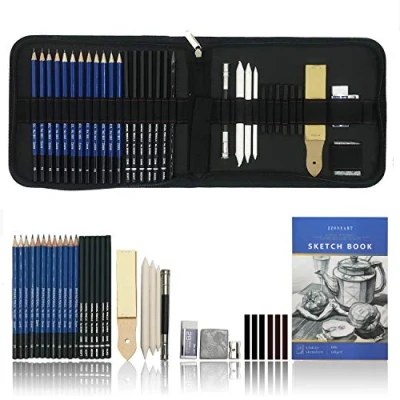 Afbeelding van Quek Schets Potloden Set voor Kunstenaars, Professionele 36 Kunst Tekening in Reisdraagtas, Deluxe Kit Beginners, Kinderen of Elke Aspirant Artiest