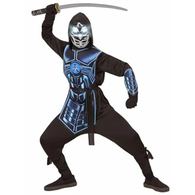 Afbeelding van WIDMANN Cyber ninja kostuum met licht en geluid voor kinderen 128 (5 7 jaar)