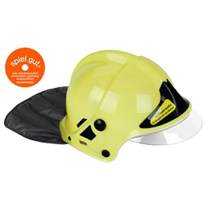 Afbeelding van Klein Toys brandweerhelm 31x17,5x21 cm licht op in het donker incl. beweegbaar vizier en afstelbaar formaat geeft plezier geen bescherming geel zwart