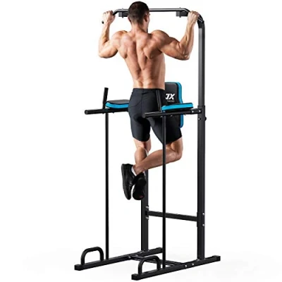 Afbeelding van JX fitness Power Tower multifunctioneel trainingsapparaat met optrekstang voor push ups, pull dips, abdominale training