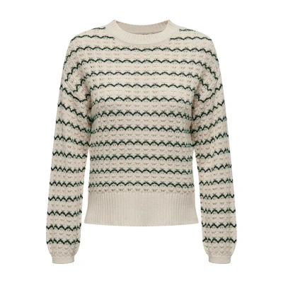 Afbeelding van ONLY gestreepte gebreide trui ONLASA offwhite/zwart
