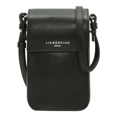 Afbeelding van LIEBESKIND BERLIN Leren Schoudertas Telefoontasje Lea Mobile Pouch Black Zwart