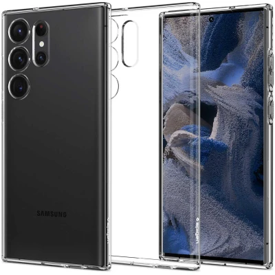 Afbeelding van Samsung Galaxy S23 Ultra Hoesje Siliconen en TPU (zacht) Spigen Softcase/Backcover Transparant Telefoonhoesje