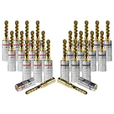 Afbeelding van Poppstar 24x High End Holle Bananenstekker, BFA voor Luidsprekerkabel (tot 6 mm²), Speakers, AV Receiver, 24k Vergulde Contacten (12x zwart, 12x rood)
