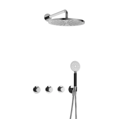 Afbeelding van Hotbath Cobber Regendoucheset IBS70 Chroom Ronde handdouche 30cm Hoofddouche Wandarm Handouche met wandhouder