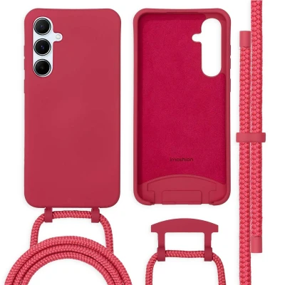 Afbeelding van imoshion Hoesje Geschikt voor Samsung Galaxy A55 met koord Color Backcover afneembaar rood
