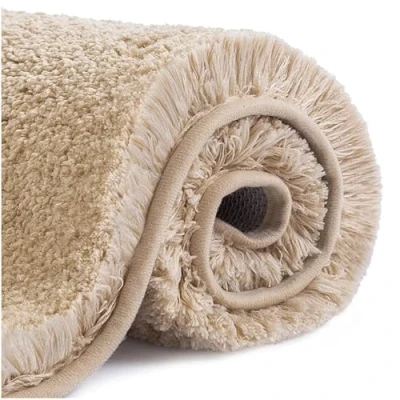 Afbeelding van VANZAVANZU Zachte badmat, antislip, superabsorberende mat van dikke en pluizige microvezel, sneldrogend, machinewasbaar, 60 x 90 cm (beige)