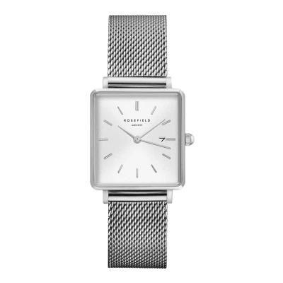 Afbeelding van Rosefield dames Boxy Mesh horloge QWSS Q02 in de kleur Zilver
