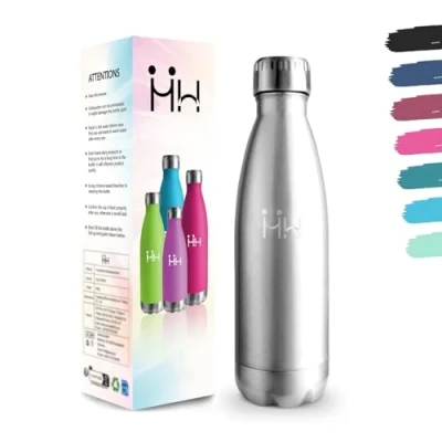 Afbeelding van Drinkfles, 750 ml, BPA vrij, 304 roestvrij staal, dubbelwandig, vacuüm geïsoleerd, isolatiefles voor camping, kantoor, fitnessstudio, bergen, beklimmen echte kleur