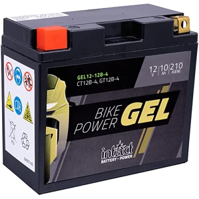 Afbeelding van intAct Bike Power GEL12 12B 4, CT12B motoraccu 12V 10Ah 210A (EN), onderhoudsvrije gel met 30% meer startvermogen, voor scooters, motoren, quads, zitmaaiers