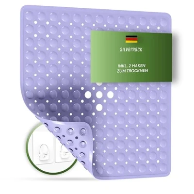 Afbeelding van SilverRack Douchemat, antislip, machinewasbaar en schimmelbestendig, 53 x cm (lavendel), antislipmat, douche, BPA vrij, voor kinderen, badmat,
