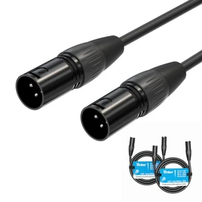 Afbeelding van Yinker XLR Microfoonkabel Mannelijk naar Mannelijk, 3 pins met Zuurstofvrij Koper (1,5 m, 2 stuks)