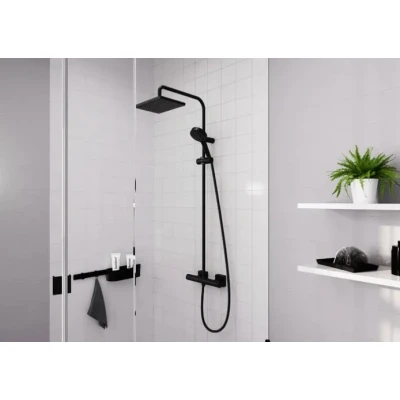 Afbeelding van Hansgrohe vernis shape showerpipe met douchethermostaat mat zwart 26286670