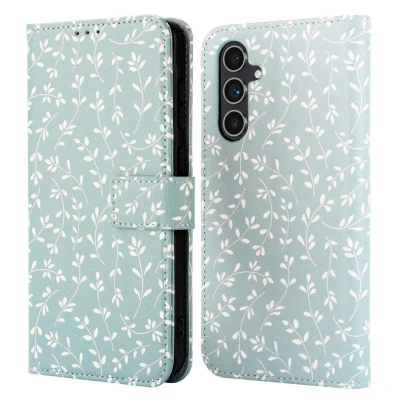 Afbeelding van imoshion Hoesje Geschikt voor Samsung Galaxy A54 (5G) Design Bookcase smartphone Smoke Green Flowers