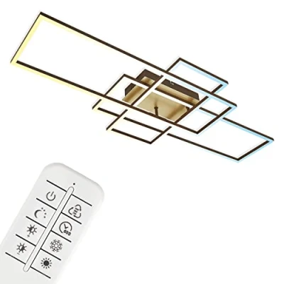 Afbeelding van Briloner Dimbaar LED Plafondlamp met CCT afstandsbediening nachtlicht 51W goudbruin