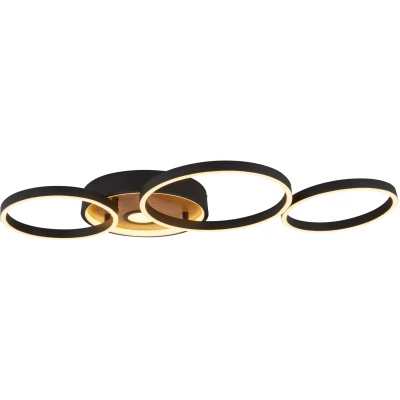 Afbeelding van Searchlight Design plafondlamp Crosby zwart met hout 36305 1BK