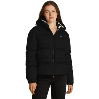 Afbeelding van Tommy Jeans Dames TJW QUILT ROUCH TAPE JACKET DW0DW20389 Puffer Jacket, Zwart (zwart), XS, XS