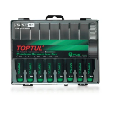 Afbeelding van TORX schroevendraaier Set TOPTUL Precisie 8st (T5 T6 T7 T8 T9 T10 T15 T21)