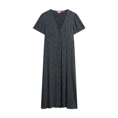 Afbeelding van Superdry Printed Buttonup Short Sleeve MIDI TEA Blousejurk, Dames, Maat: 42, Ditsy flower navy