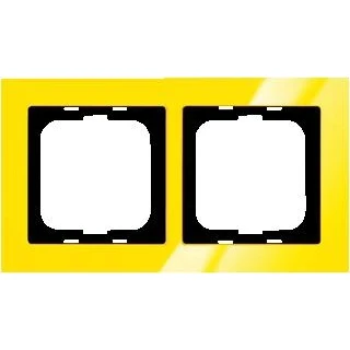 Afbeelding van Abb busch jaeger axcent 2 voudig afdekraam glanzend horizontaal verticaal 162x91x11mm ip20 geel ral1018 2cka001754a4335