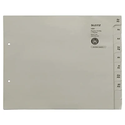 Afbeelding van LEITZ Touw papier register, A Z, voor 8 bestanden, grijs