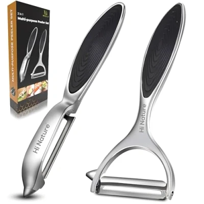 Afbeelding van HI NATURE™ Robuuste Kwaliteit Dunschillers Set 2 Dunschiller Aardappel Aardappelschiller Potato peeler I model Y voor Fruit en Groenteschiller RVS (Zwart)