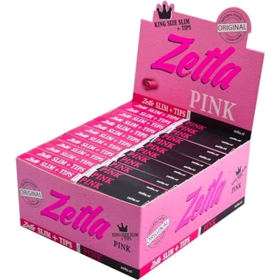 Afbeelding van Zetla Rolling Papers King Size Slim 26 Pakjes van 33 Roze Vloeitjes + Filtertips (108 x 44 mm) Premium Franse