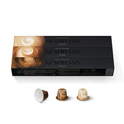 Afbeelding van Créations Nespresso Barista Trio Eclair Vanille, Crème Brûlée, Truffel Cacao Oude variaties Vanilio, Caramelito, Ciocattino (30 capsules)