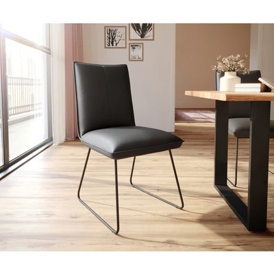 Afbeelding van Gestoffeerde stoel Lelio Flex slipframe zwart echt leer pocketveer kern
