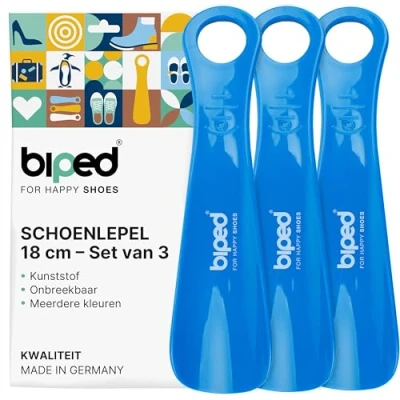 Afbeelding van biped set van 3 schoenlepels kunststof 18 cm schoenlepel Duitse productie z1570(blauw)