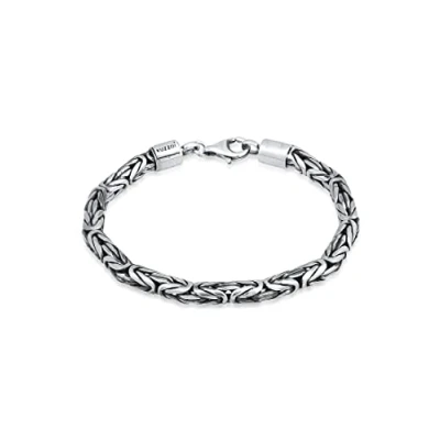 Afbeelding van Kuzzoi Boeddha zilveren armband voor heren, handgemaakte koningsketting (5 mm) van geoxideerd 925 sterling zilver, massieve koningsarmband mannen, 26,3 g zwaar, 0202252422, 23