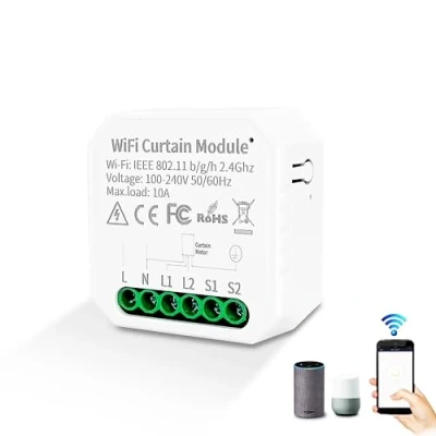 Afbeelding van Wlan Alexa Smart rolluikschakelaar, module Tuya wifi, rolluiken, jaloezieën, timer, schakelaar voor rolluikmotor, compatibel met Google Assistant Life app, afstandsbediening, alleen 2,4