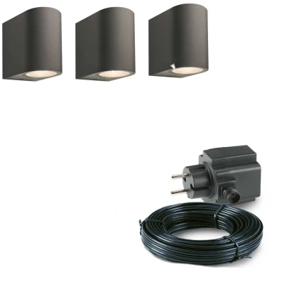 Afbeelding van 3x LED wand spot 78mm 4 Watt Zwart complete set