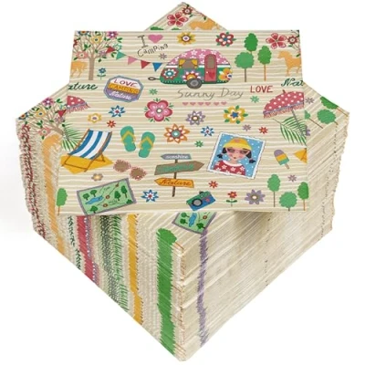 Afbeelding van HEKU 100 servetten, 3 laags, 33 x cm, absorberend en praktisch verpakt, ideaal voor bruiloften, jubilea speciale gelegenheden, zomerdag